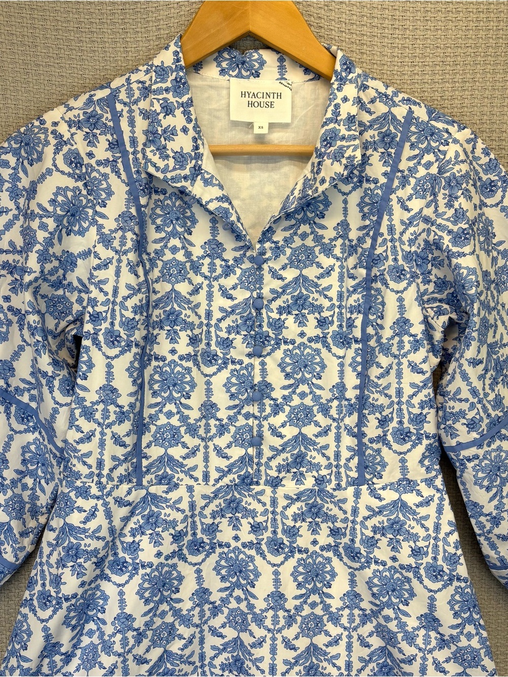 Tuckernuck Hyacinth House Baby Blue Floral Hillsborough Dress XS Cottagecore EUC - Picture 5 of 13